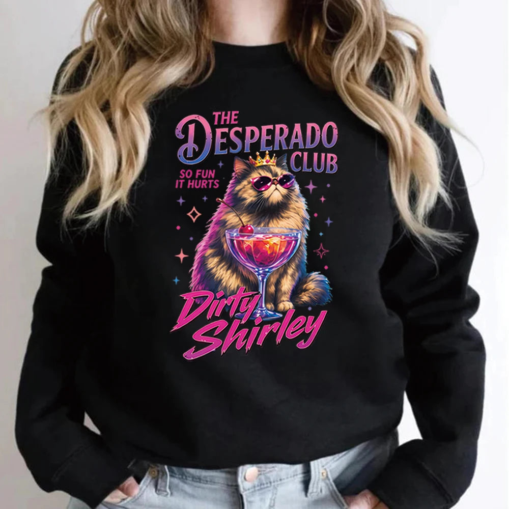 Desperado Club Cat Cocktail Graphic Crewneck Sweatshirt