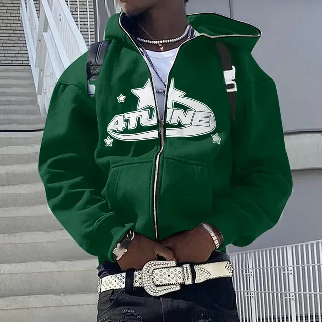 4TUNE Star Graphic Zip-Up Hoodie