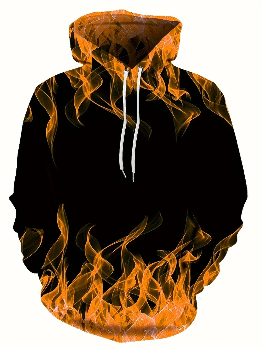 Green Flame 3D Print Pullover Hoodie