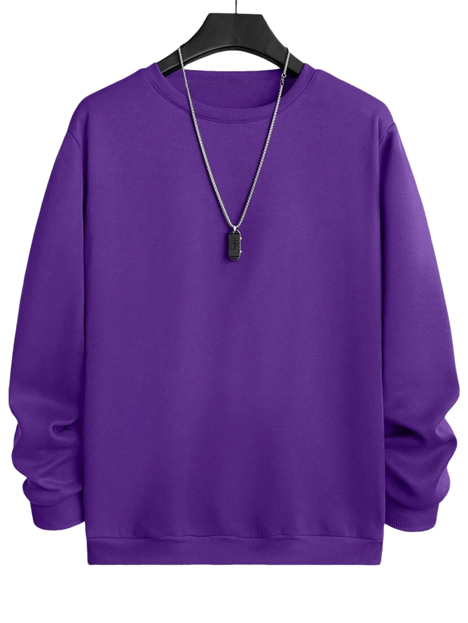 Solid Color Pullover Sweatshirt
