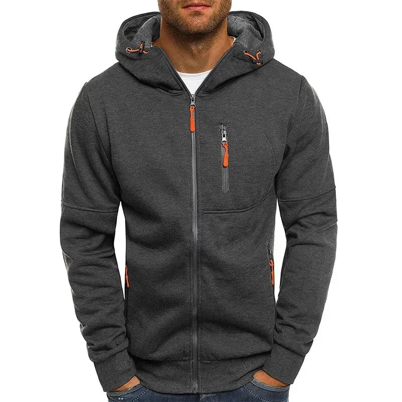 Men's Zip-Design Hooded Sweatshirt