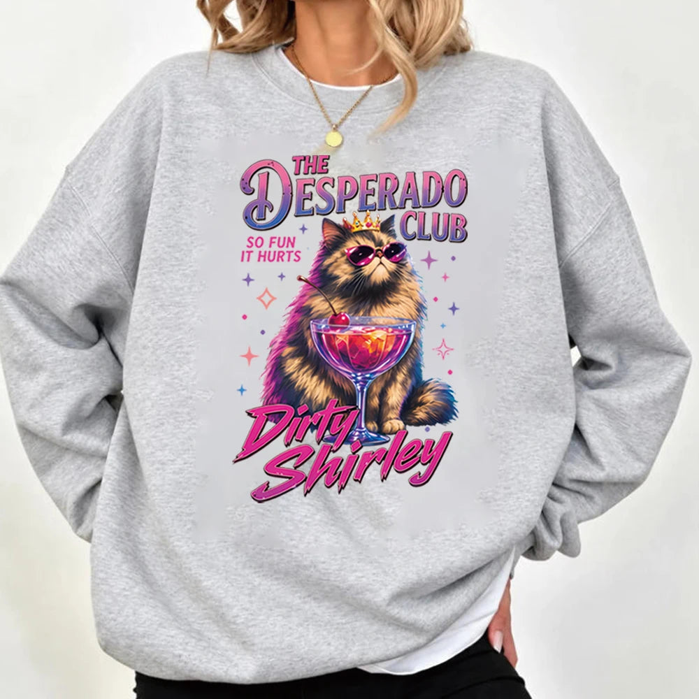 Desperado Club Cat Cocktail Graphic Crewneck Sweatshirt