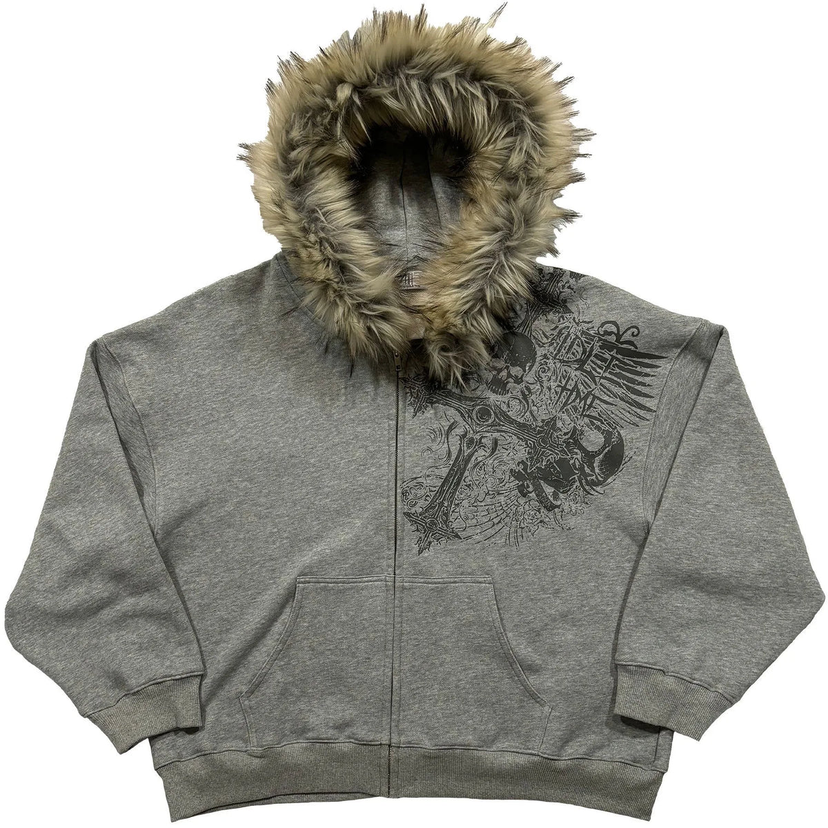 Men's Fur-Trim Zip-Up Hoodie Jacket