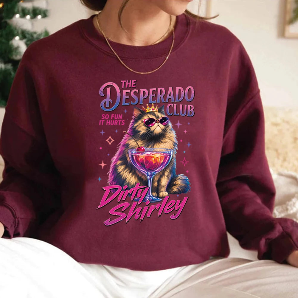 Desperado Club Cat Cocktail Graphic Crewneck Sweatshirt