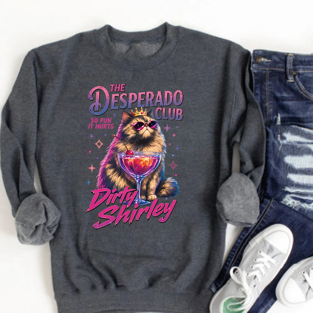 Desperado Club Cat Cocktail Graphic Crewneck Sweatshirt