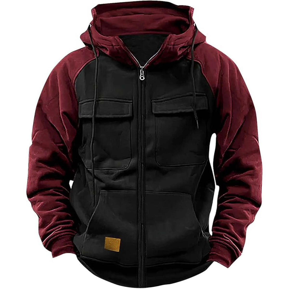 Men's Patchwork Multi-Pocket Zip Hoodie