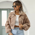 Women's Autumn Cropped Corduroy Jacket