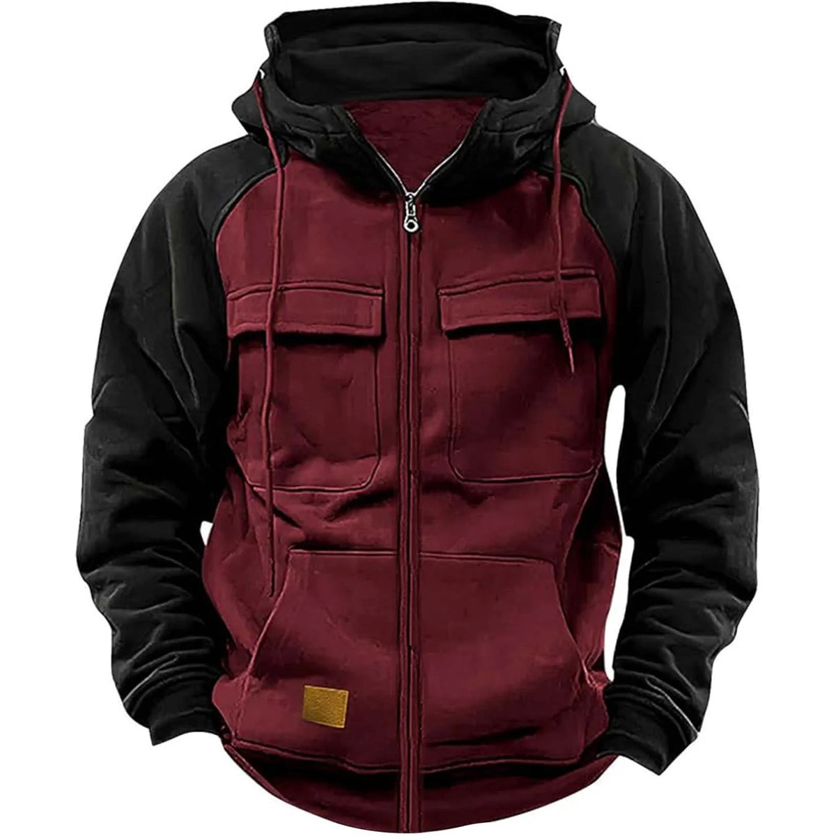 Men's Patchwork Multi-Pocket Zip Hoodie