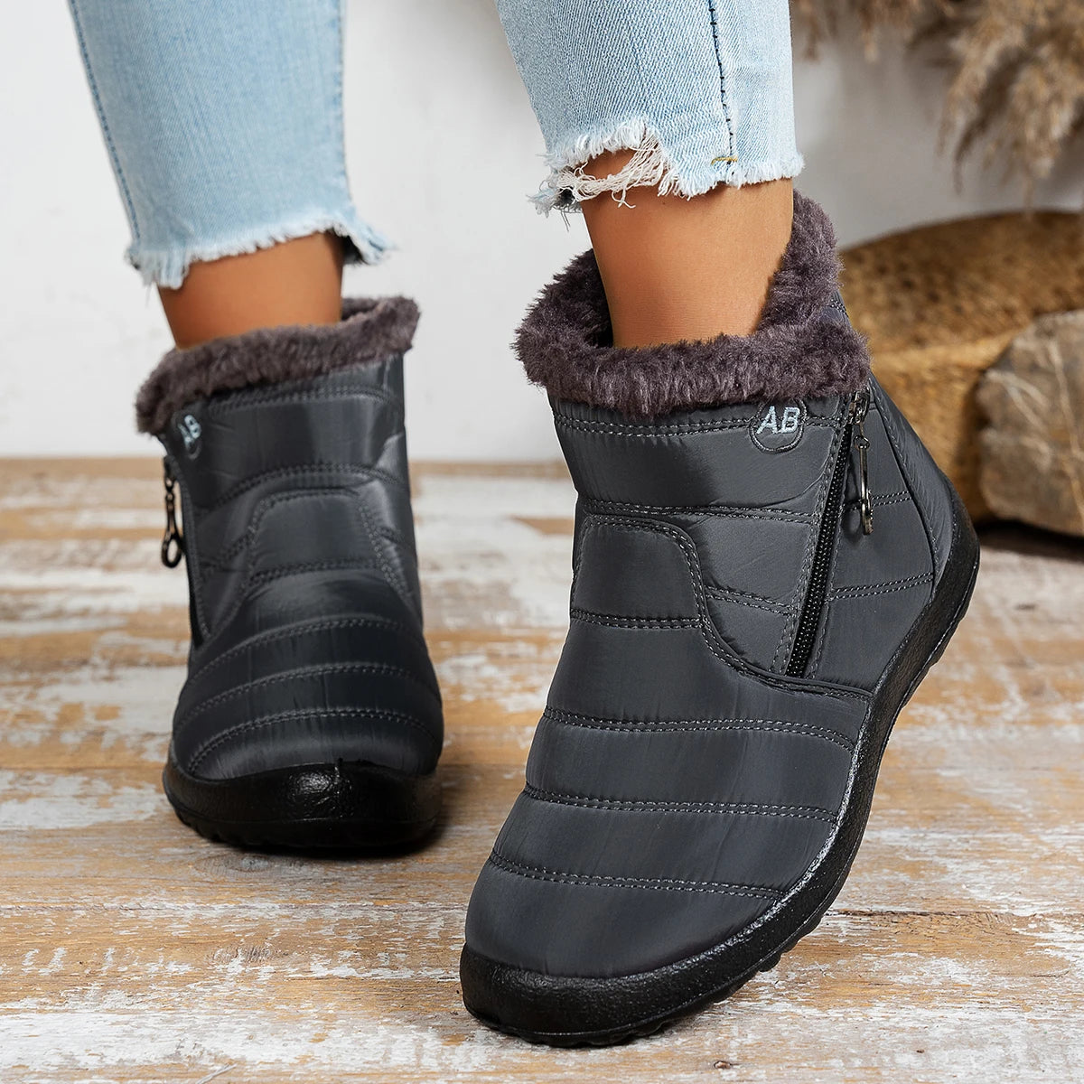 Women's Winter Snow Ankle Boots - Plush Lined