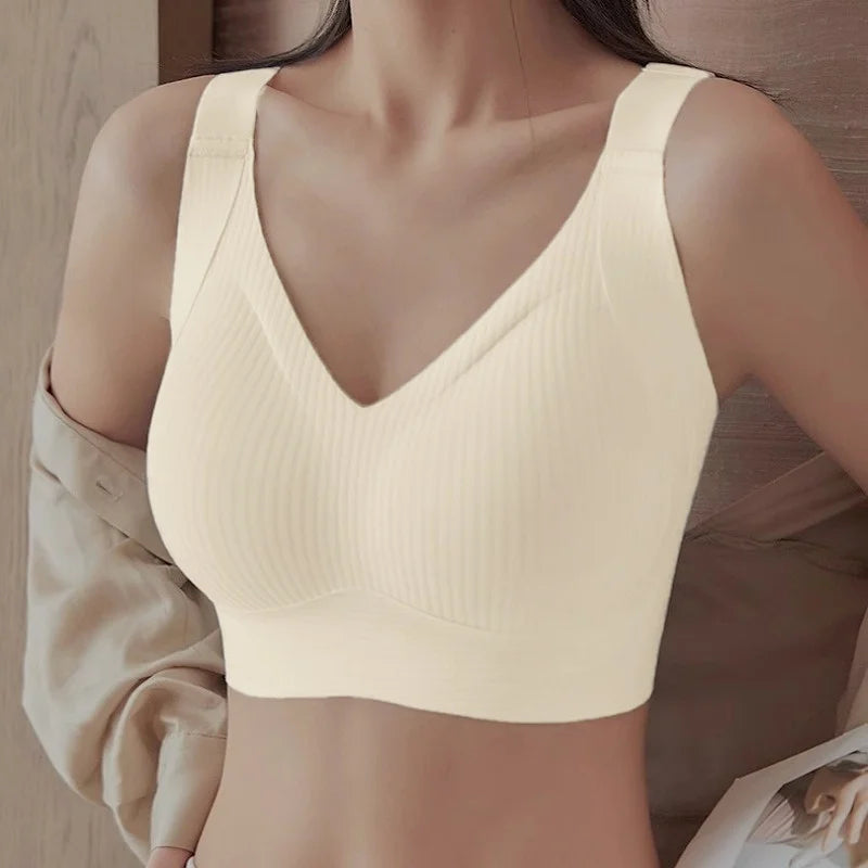 Women's Seamless Push-Up Bra Padded V-Neck Wireless Bralette