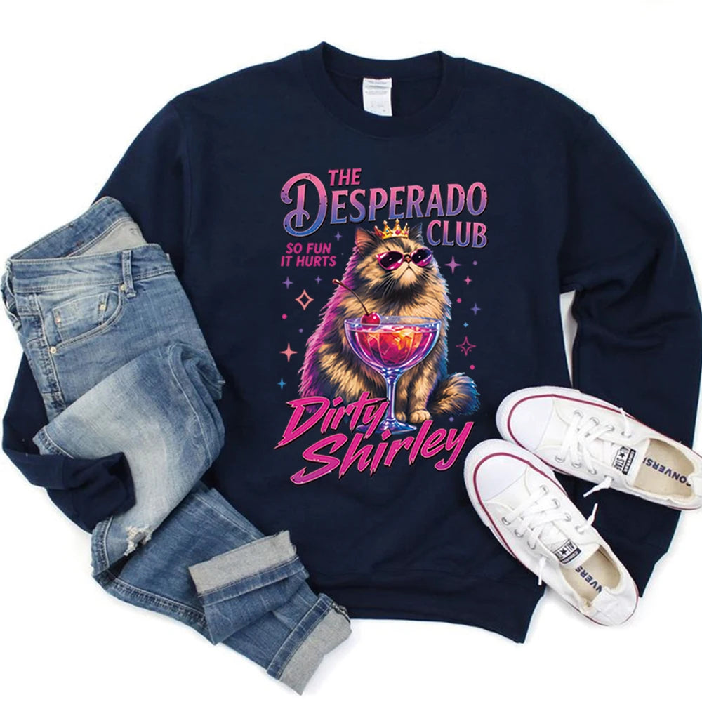 Desperado Club Cat Cocktail Graphic Crewneck Sweatshirt