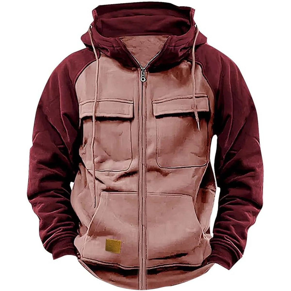 Men's Patchwork Multi-Pocket Zip Hoodie