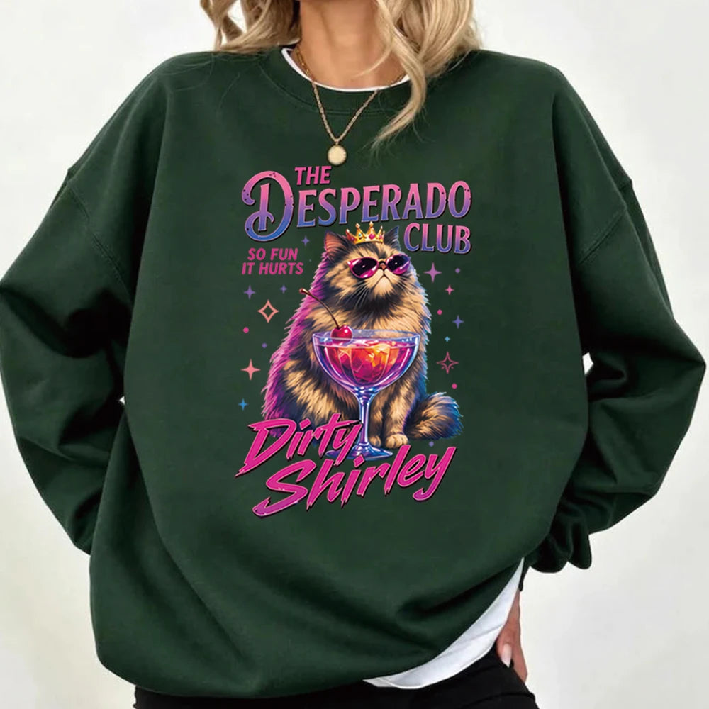Desperado Club Cat Cocktail Graphic Crewneck Sweatshirt
