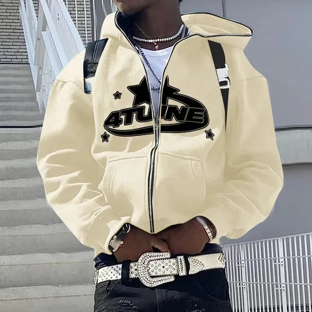 4TUNE Star Graphic Zip-Up Hoodie