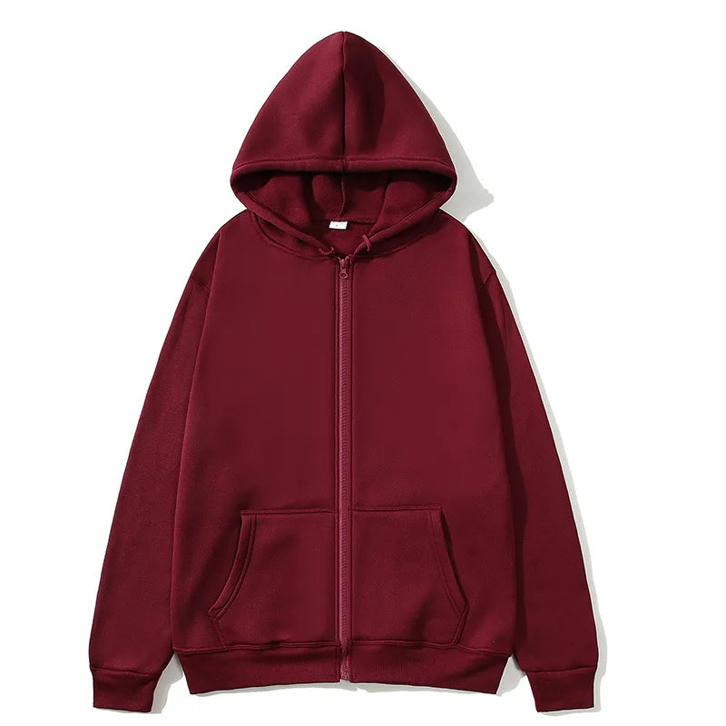 Warm Lamb Wool Zip-Up Hoodie Jacket
