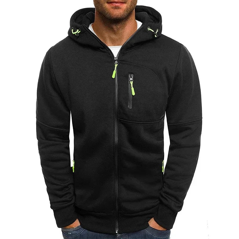 Men's Zip-Design Hooded Sweatshirt
