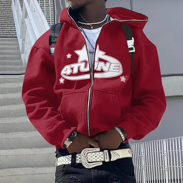 4TUNE Star Graphic Zip-Up Hoodie