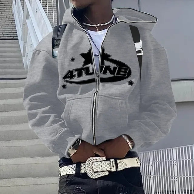 4TUNE Star Graphic Zip-Up Hoodie