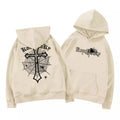 Spiderweb Cross Print Pullover Hoodie