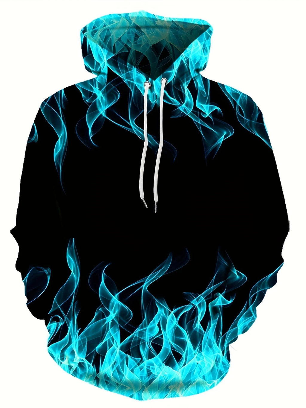 Green Flame 3D Print Pullover Hoodie
