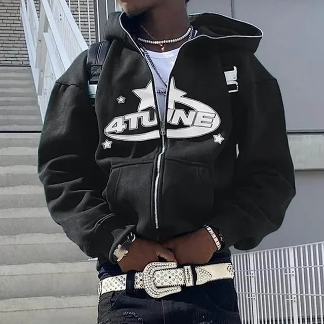 4TUNE Star Graphic Zip-Up Hoodie