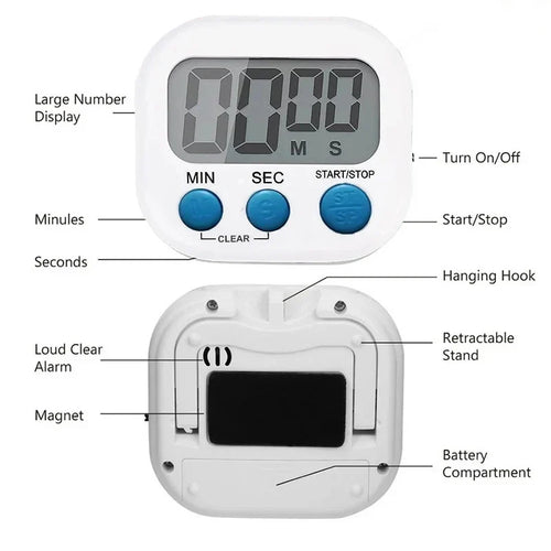 1PC LCD Digital Kitchen Timer Magnetic Cooking Large Count Down Up Clear Loud Alarm Stonego Home Kitchen Accessories