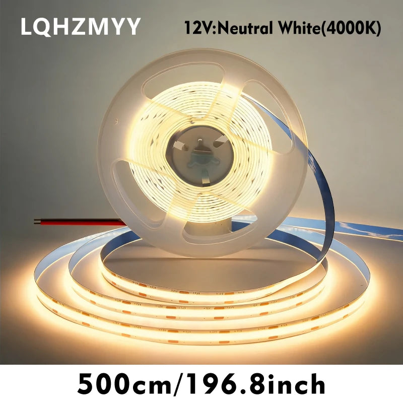 COB LED Strip Light 12V 5m Self-Adhesive - No Power Supply