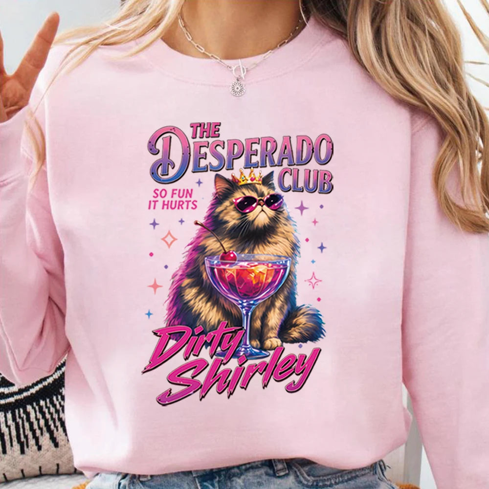Desperado Club Cat Cocktail Graphic Crewneck Sweatshirt