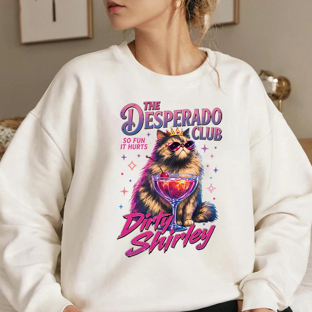 Desperado Club Cat Cocktail Graphic Crewneck Sweatshirt
