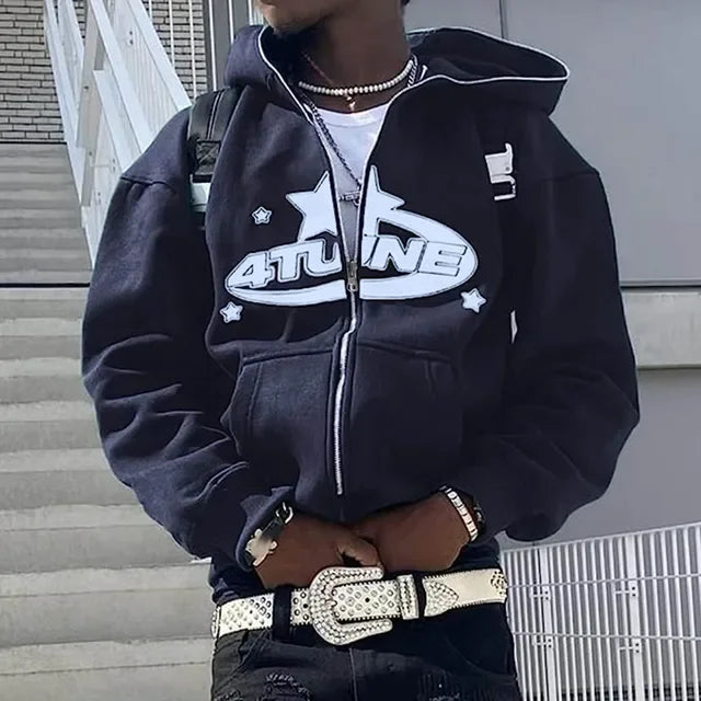 4TUNE Star Graphic Zip-Up Hoodie