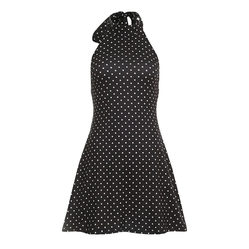 Women's Polka Dot Halter Mini Dress