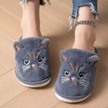 Women's Fuzzy Cat Face Plush Slippers