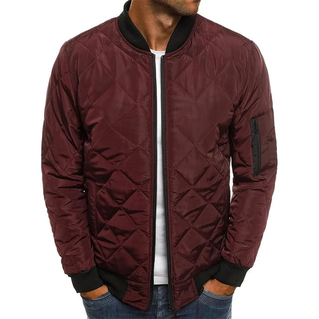 Men's Quilted Baseball-Collar Flight Jacket