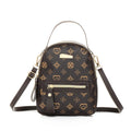 Women's Mini Backpack PU Leather Geometric Print 3-Way Carry Daypack