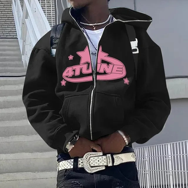 4TUNE Star Graphic Zip-Up Hoodie