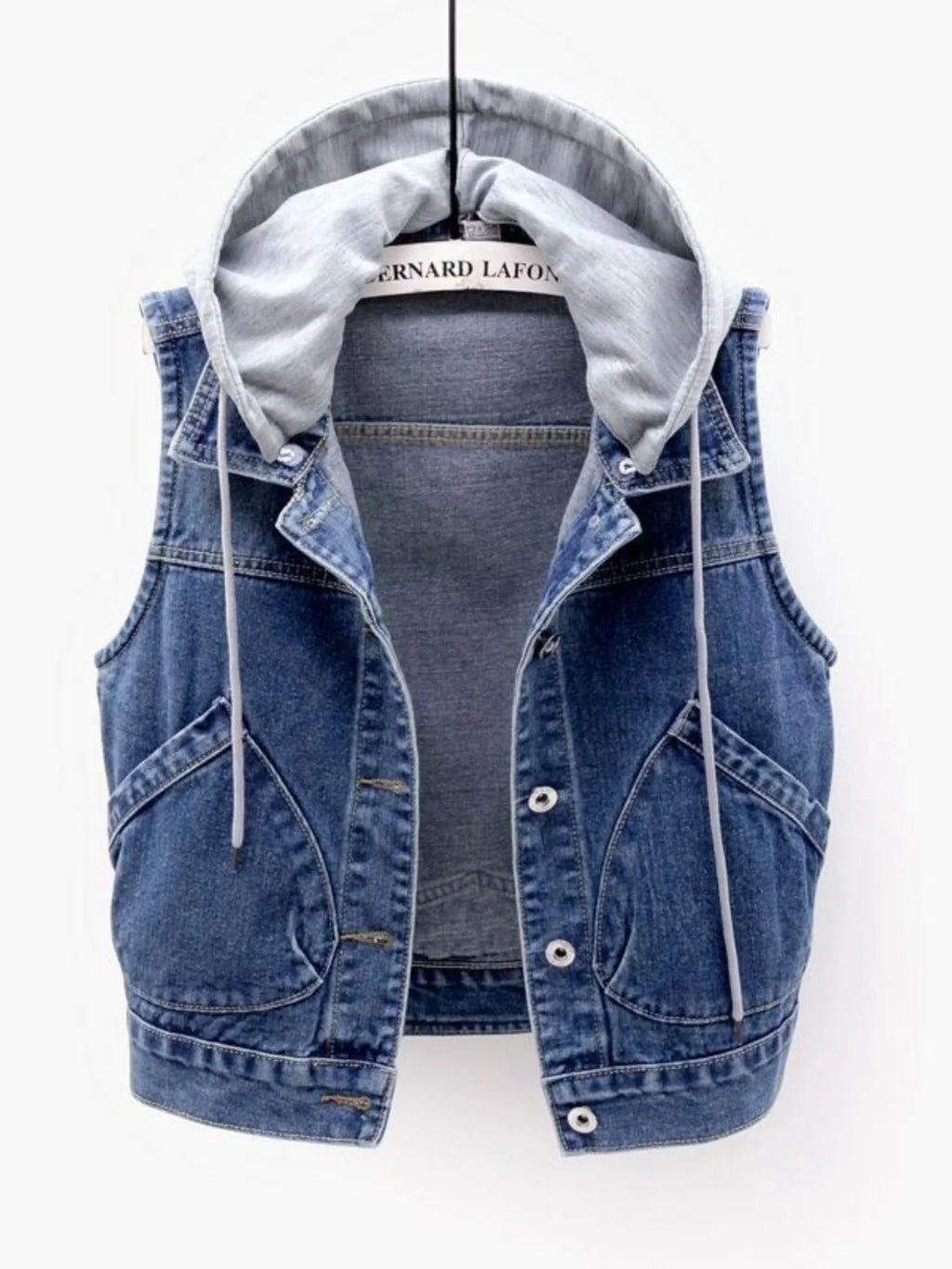 Women's Hooded Sleeveless Denim Vest