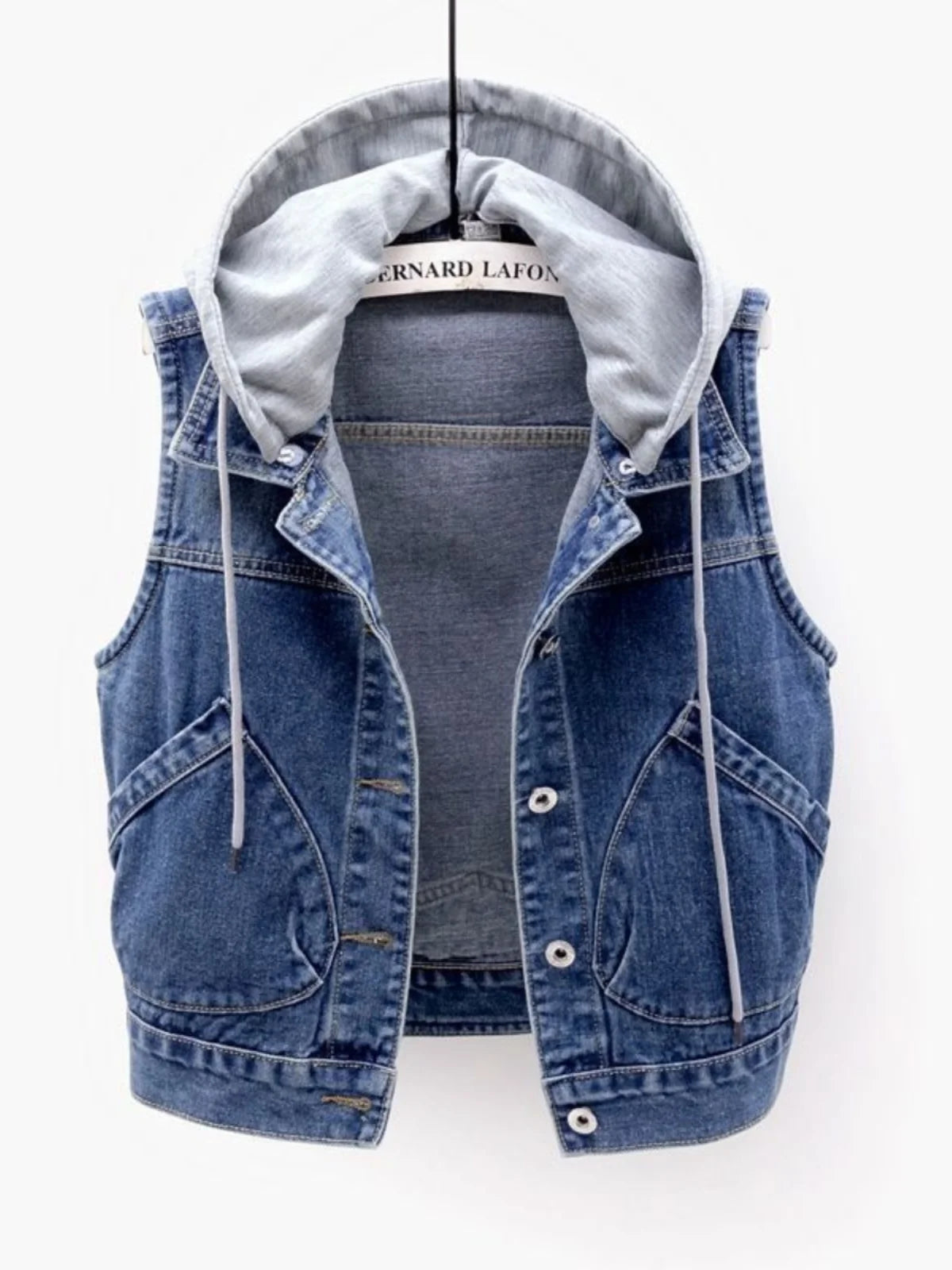 Women's Hooded Sleeveless Denim Vest