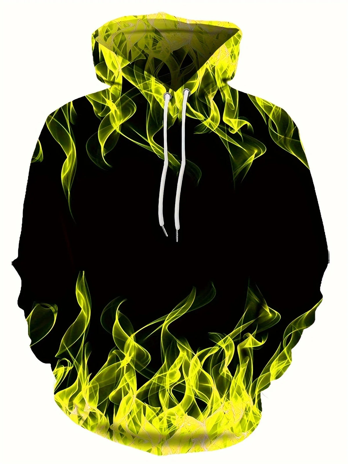 Green Flame 3D Print Pullover Hoodie