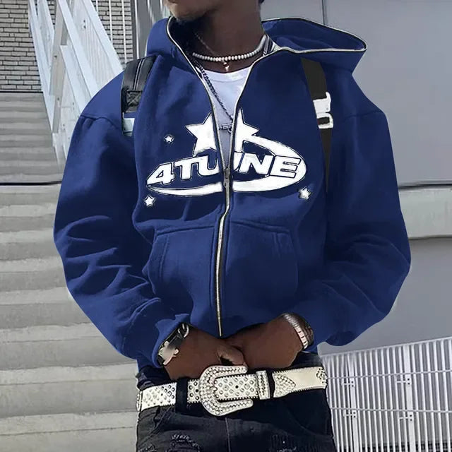 4TUNE Star Graphic Zip-Up Hoodie