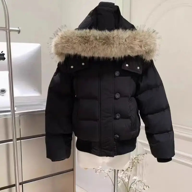 Women's Fur Collar Hooded Winter Puffer Coat