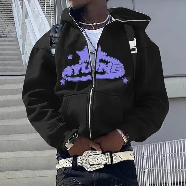 4TUNE Star Graphic Zip-Up Hoodie