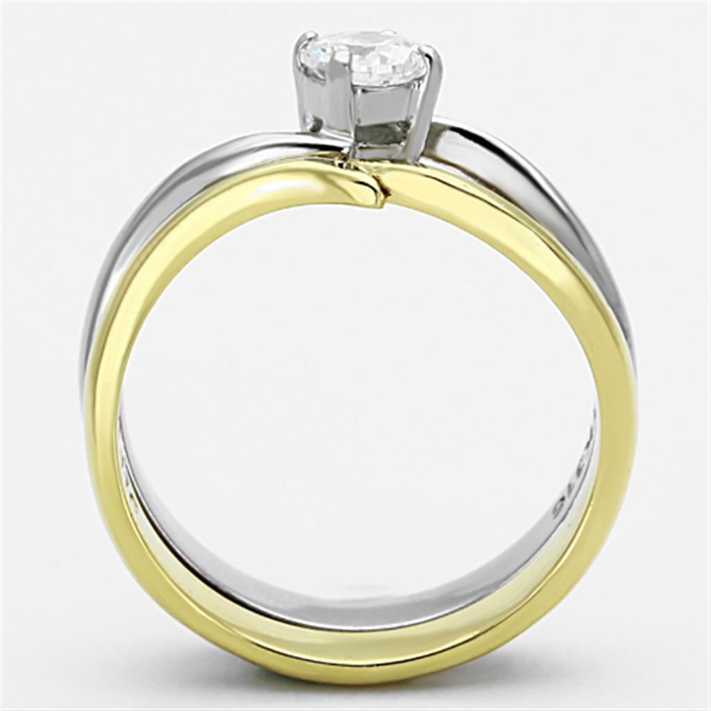 Two-Tone IP Gold (Ion Plating) Stainless Steel Ring with AAA