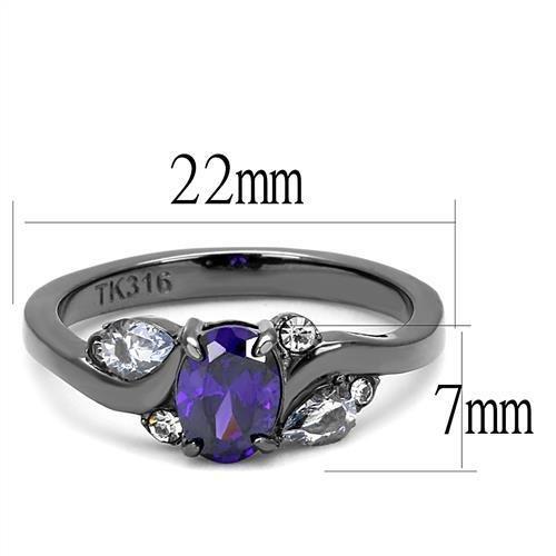 IP Light Black (IP Gun) Stainless Steel Ring with AAA Grade