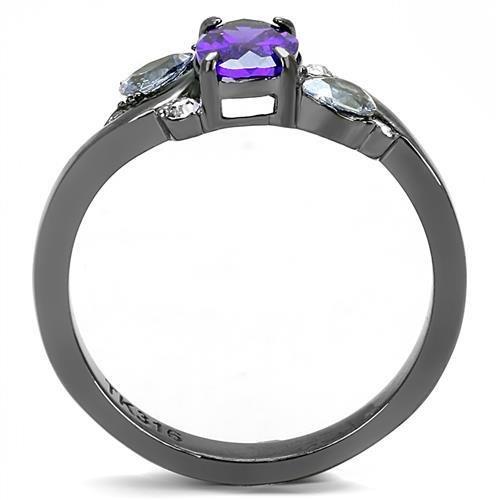 IP Light Black (IP Gun) Stainless Steel Ring with AAA Grade