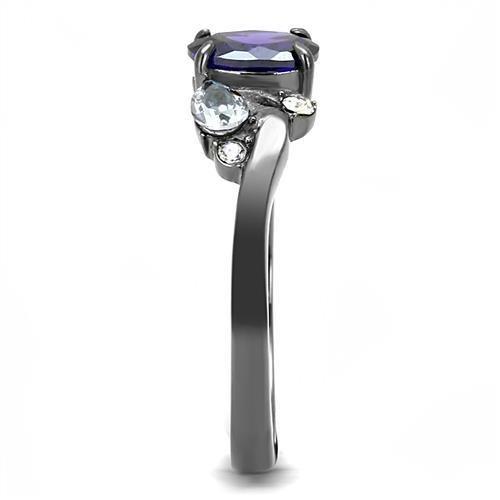 IP Light Black (IP Gun) Stainless Steel Ring with AAA Grade