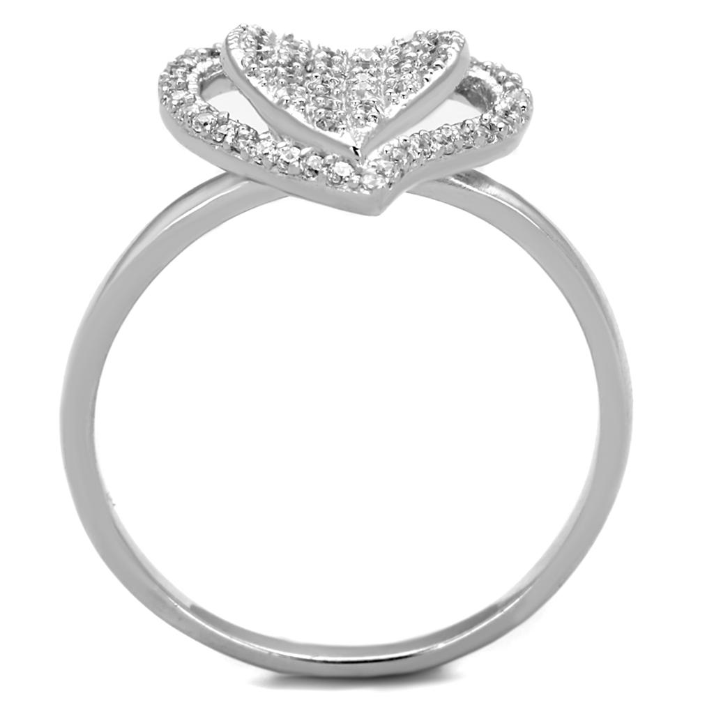 Rhodium 925 Sterling Silver Ring with AAA Grade CZ in Clear