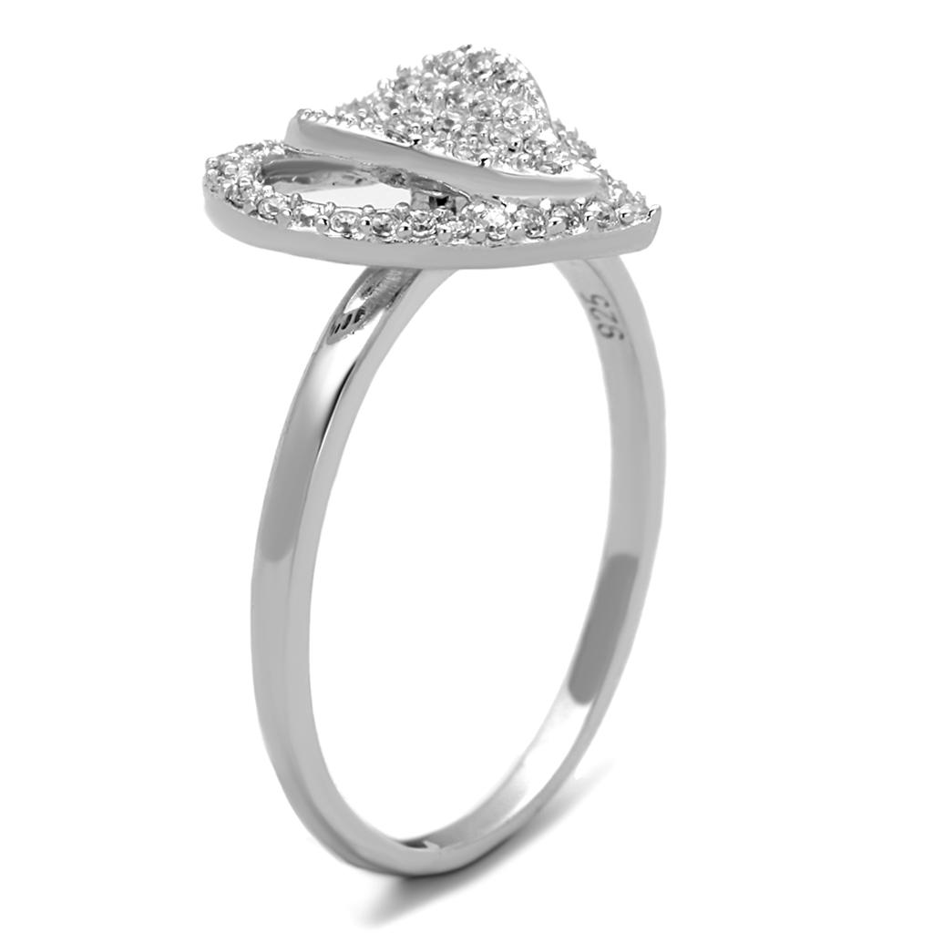 Rhodium 925 Sterling Silver Ring with AAA Grade CZ in Clear