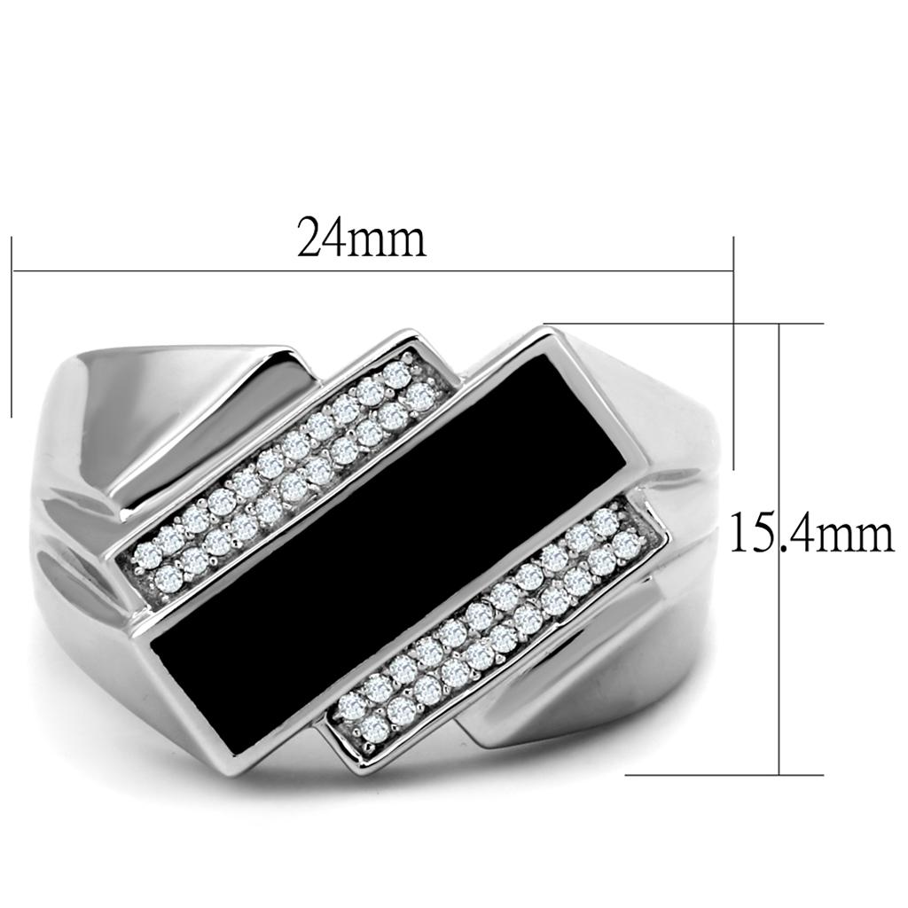Rhodium 925 Sterling Silver Ring with AAA Grade CZ in Clear