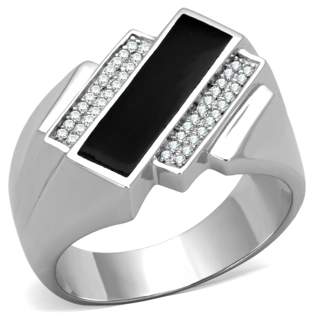 Rhodium 925 Sterling Silver Ring with AAA Grade CZ in Clear