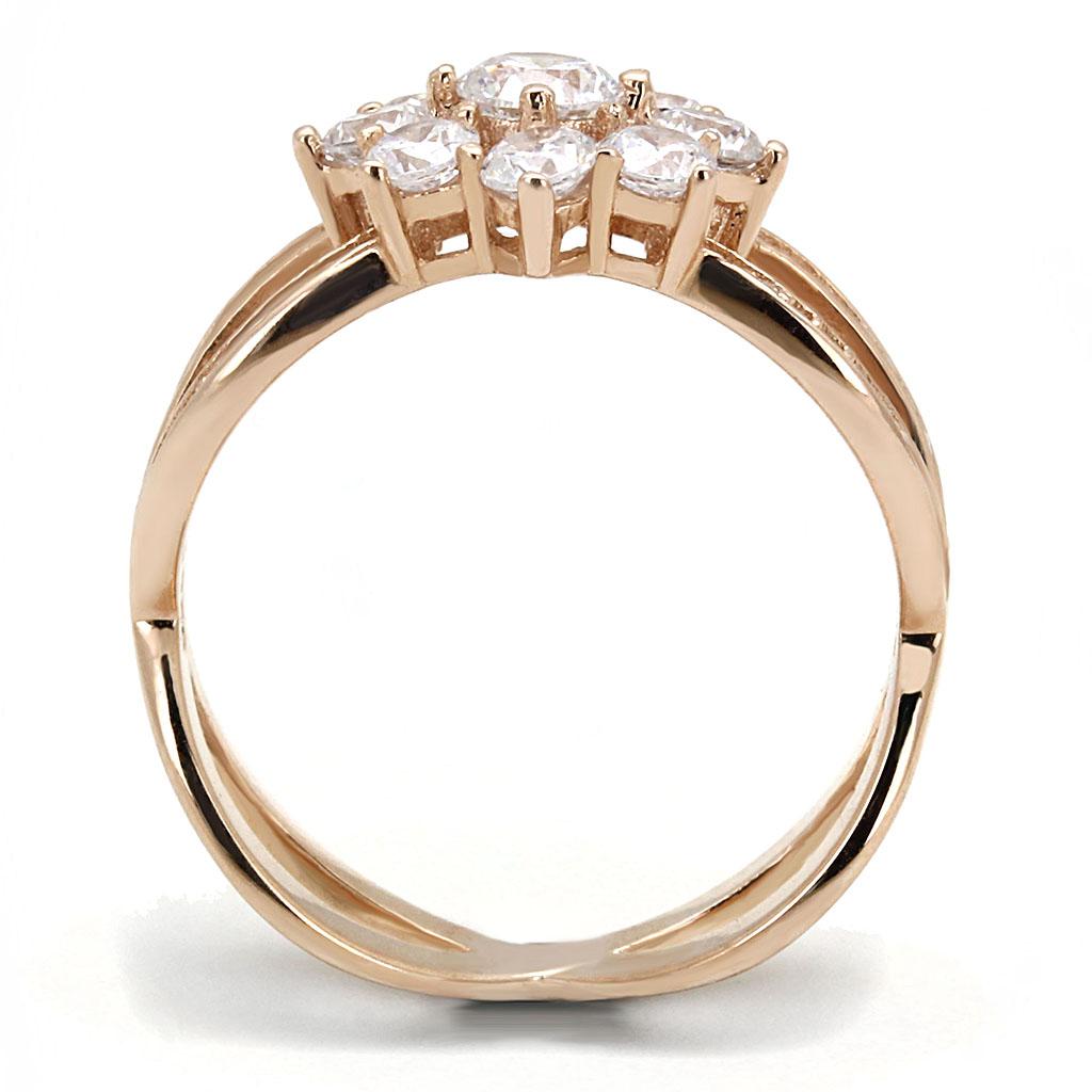 Rose Gold 925 Sterling Silver Ring with AAA Grade CZ in Clear